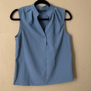 Sleeveless Blue Blouse
